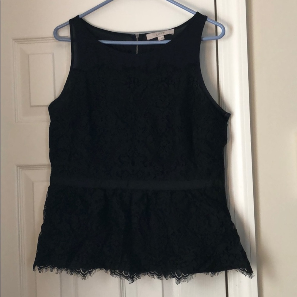 Loft Zip Back Navy/black Lace Shirt